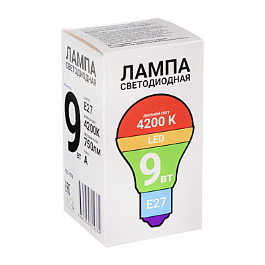 Лампа светодиодная PROMO A60 9W E27 750lm 4200K 925-076
