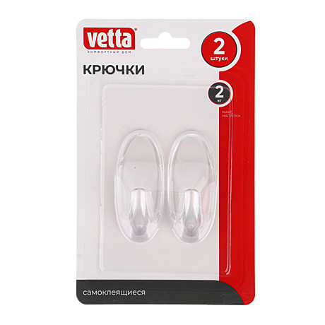 Крючки самоклеющиеся VETTA полукруглые прозрачные 2шт 440-371