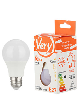 Лампа светодиодная груша VERY А60 10Вт 3000К Е27 89-1-27-103