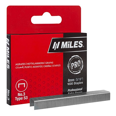 Скобы для мебельн.степлера тип 53 PRO 8мм 1000шт Miles N3-8mm