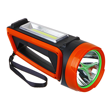 ЕРМАК Фонарь прожектор, LED + COB, 6 режимов, 2400мАч, USB кабель, 9х9х20см, пластик