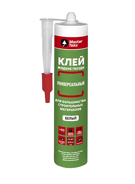 Клей полимерный (жидкие гвозди) MasterTeks 90кг/м2 универсальный 440гр белый
