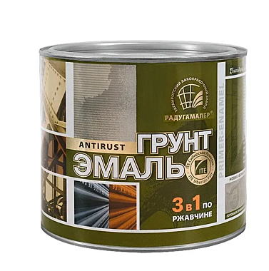 Грунт-эмаль по ржавчине 3в1 РАДУГА Черная 1,9кг
