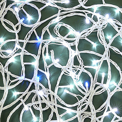 СНОУ БУМ Гирлянда эл. вьюн 20м, 200 LED*белый, мерцание 20LED*синий, ПВХ белый, коннектор, 220В