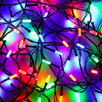 СНОУ БУМ Гирлянда эл. вьюн 9м, 100 LED-призма, яркий мульти, 8 реж, ПВХ черный, 220В
