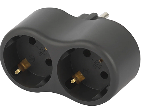 Разветвитель электрический SPx-2e-B на 2 розетки с заземл. 16А черн. Эра Б0059722