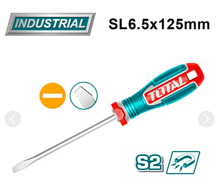 Отвертка шлицевая магнитная S2 6,5х125мм TOTAL TSDSL6125