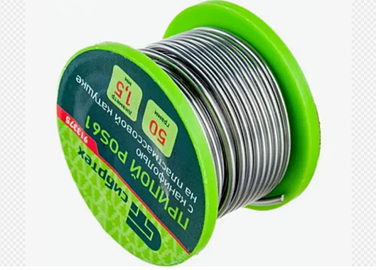 Припой СИБРТЕХ с канифолью ф1,5мм 50г POS61 на пластмассовой катушке 913375