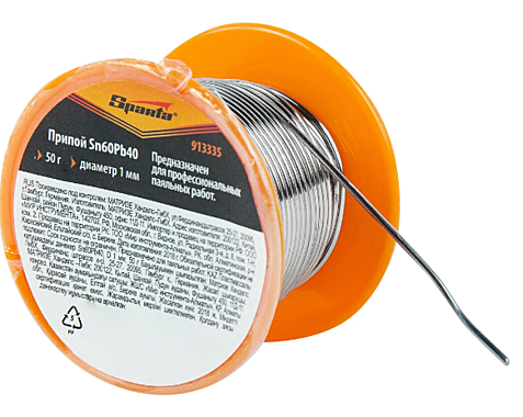 Припой SPARTA ф1мм 50г Sn60Pb40 на пластмассовой катушке 913335