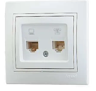 Розетка Lezard МИРА СП RJ11+RJ45 комп.+телеф. бел/бел 701-0202-143