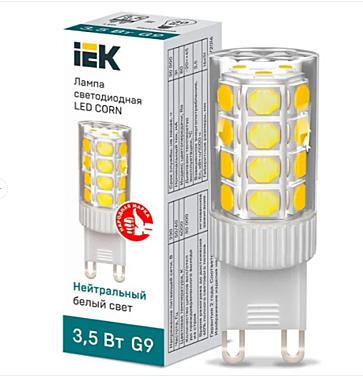 Лампа светодиодная Corn 3.5Вт капсульная 4000К нейтр. бел. G9 230В керамика IEK LLE-Corn-4-230-40-G9