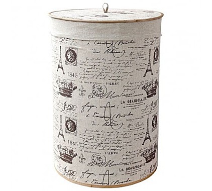 Корзина для белья круглая BLB-08-R d33см H50см бамбук лен 