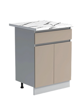 Рабочий стол 60 цвет Капучино/Серый 1 ящик столешница Гранит белый SANTREK HOME (ЛДСП) В СБОРЕ