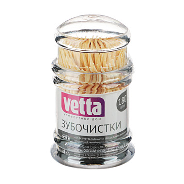 VETTA Зубочистки 180шт, бамбук, акриловая упаковка