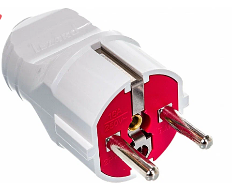Вилка электрическая Lezard с заземл. UPS бел 715-0501-605 