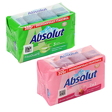 Мыло твердое ABSOLUT 2в1 Дикая орхидея/FitoGuard Алоэ 4x75г 952-136