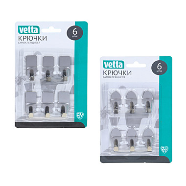 Набор крючков 6шт на липучке, в блистере, металл, SD-1987 ВЕСЕЛЫЙ РОДЖЕР 440-137