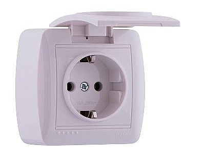 Розетка Lezard DEMET с/з с крышкой белая 711-0200-123
