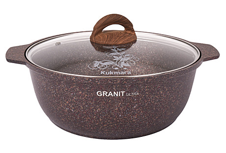 Кастрюля-жаровня алюм. Kukmara Granit ultra жга52а 5л стекл.кр.АП