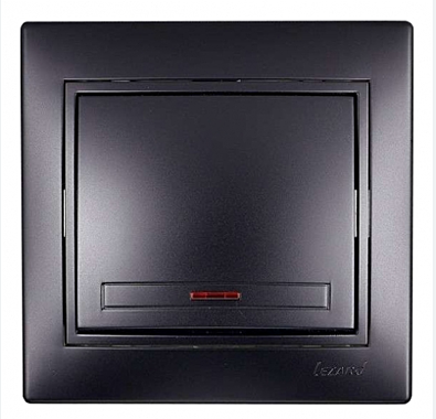 Выключатель Lezard МИРА СП 1-кл с подсветкой черный бархат 701-4242-111