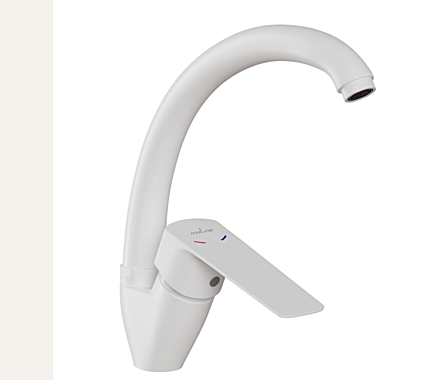 Смеситель для кухни MIXLINE ML15-032W БЕЛЫЙ 35к выс.излив (без подводки) 556659