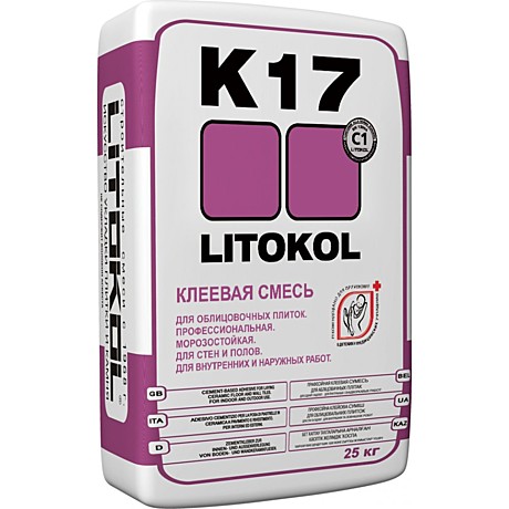 Клей для плитки Litokol К17 серый 25кг.