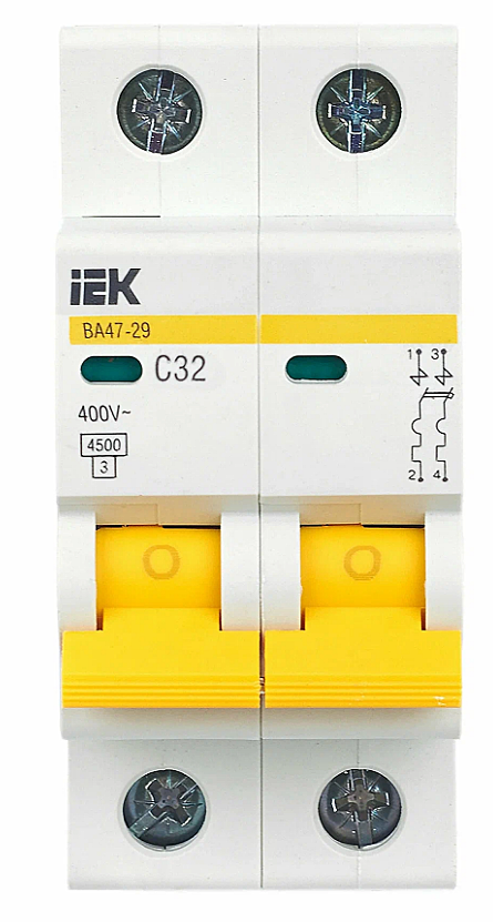 Автомат ИЭК BA 47-29 2п С 32А 4,5кА MVA20-2-032-C