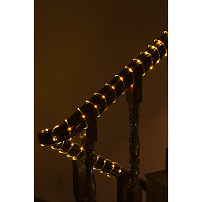 СНОУ БУМ Эл.гирлянда шнур 10м, 100LED, шампань, пост.свеч., ПВХ прозр., d5мм, IP44, 220В