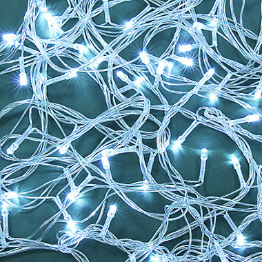 СНОУ БУМ Гирлянда эл. вьюн 10м, 100 LED, белый, пост. свеч., ПВХ прозр., коннектор, 220В