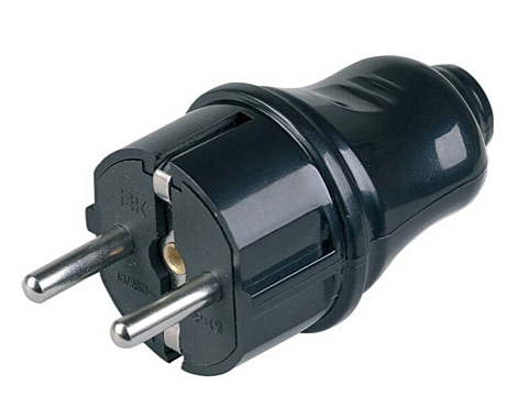 Вилка электрическая IEK прямая ВПп10-02-Ст разборная с/з 16А черная EVP10-16-01-K02