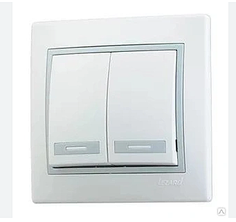 Выключатель Lezard МИРА СП 2-кл белый с серой вставкой 701-0215-101