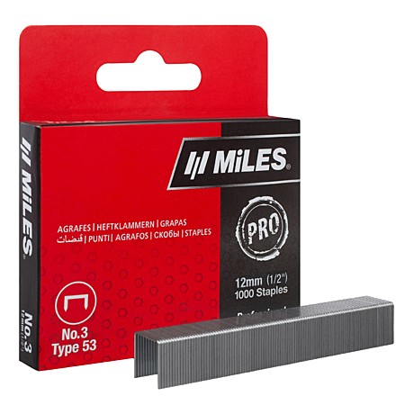 Скобы для мебельн.степлера тип 53 12мм 1000шт Miles N3-12mm
