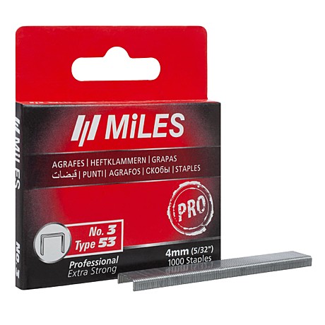 Скобы для мебельн.степлера тип 53 PRO 4мм 1000шт Miles N3-4mm