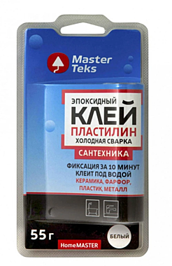 Клей-пластилин эпоксидный (холодная сварка) MasterTeks HomeMaster для сантехники 55гр белый