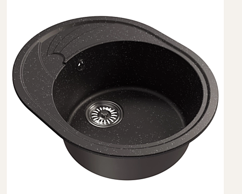 Мойка ML-GM17 овальная с крылом черная (308) 580х470х180мм 