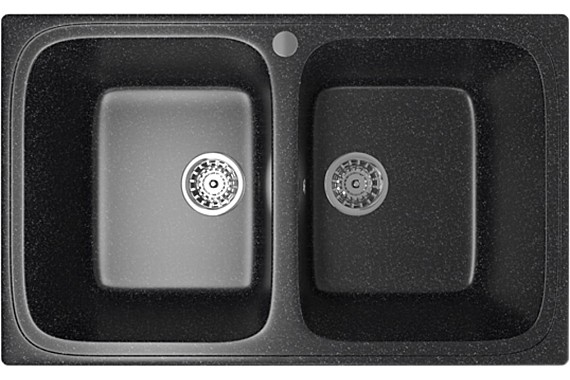 Мойка ML-GM23 двухчашевая черная (308) 495х775х200мм 525186