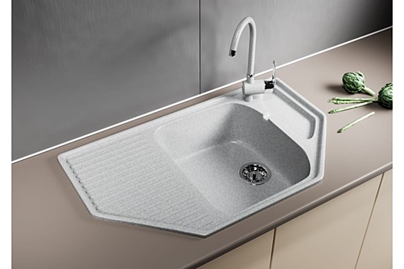 Мойка ML-GM24 угловая с крылом серая (310) 490х780х170мм 525193