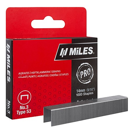 Скобы для мебельн.степлера тип 53 PRO 14мм 1000шт Miles N3-14mm