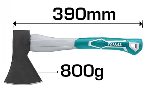 Топор 800г 390мм фиберглас.рукоятка TOTAL ТНАХ061800
