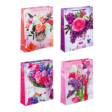 LADECOR Пакет подарочный бумажный, 32x40x10 см, 4 дизайна, Букет, арт 1 507-159
