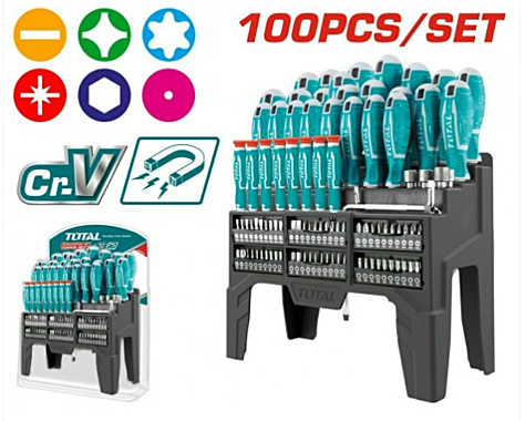 Набор отверток 100шт TOTAL ТНТ2506100