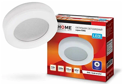 Светильник светодиодный IN HOME RING-1540R-W 15Вт 230В 4000К 910лм 190мм IP65 круг 539514 