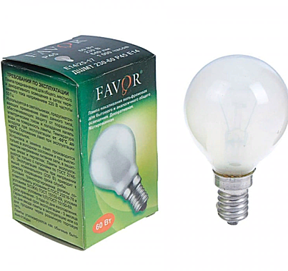 Лампа FAVOR Р45 60W Е14 CL шарик прозрачный