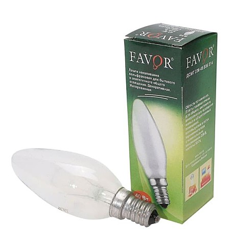 Лампа FAVOR В36 40W Е14 CL свеча прозрачная