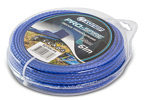 Леска для триммера ХОПЕР PRO-SPIRE круч.квадрат 3,0мм*400G 61м блистер синий