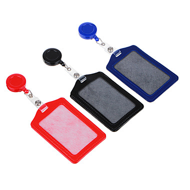 Чехол для карты, бейджа, пропуска 11х7см ПУ, три цвета, рулетка со шнурком 60см 588-027