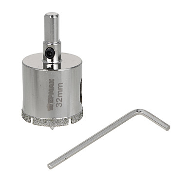 ЕРМАК Коронка алмазная с центрирующим сверлом d 32 мм по керамике и стеклу, Р45, трехгр хвостовик 