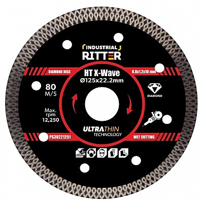 Круг алмазный Ritter HT X-Wave 230х22,23мм (1,4х1,8х10мм) для камня и керамогранита