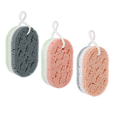 ЮL Мочалка губка поролоновая наборная сэндвич с подвесом, полиуретан, 15,5х9,5х5см, 3 цвета, МС24-01