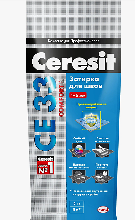 Затирка для швов Ceresit 2-5мм 2кг серебристо-серый